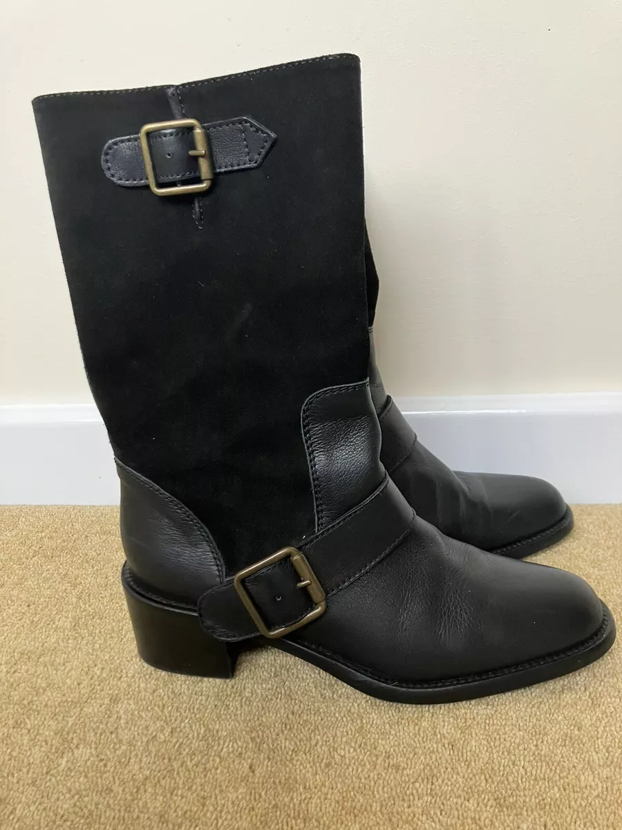 Black leather ladies clearance boots size 6
