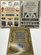 Printer's Ornaments Book Decoration Frames Borders Hundreds of Designs 3 Bk Lot
