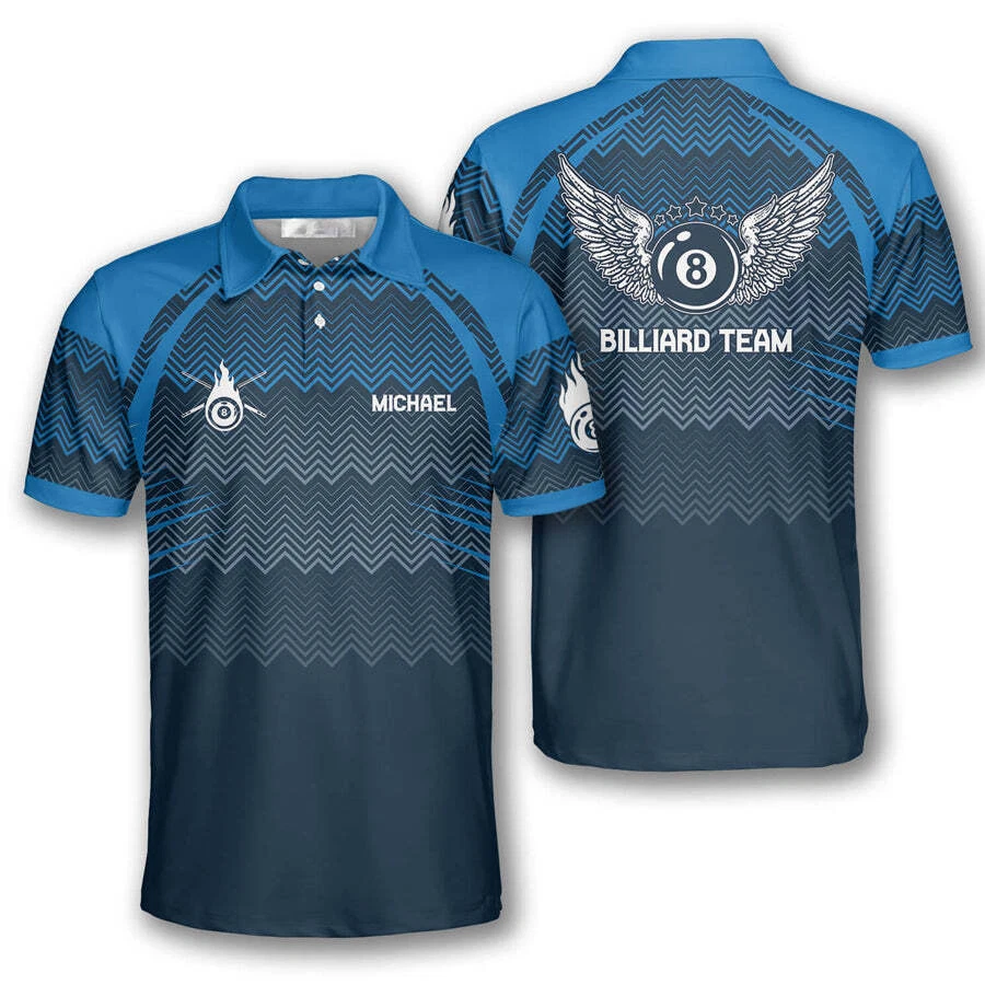 Blue Mountain Custom Billiard Shirts for Men, Men's Billiard Polo Shirts