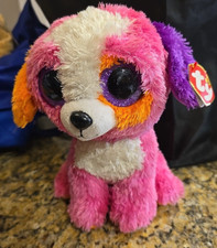 TY Beanie Boos 8" PRECIOUS the Pink Dog Plush Glitter Eyes Stuffed Animal