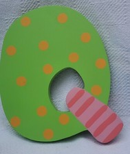 Vtg Tatutina Wooden Letter  Q  Decorative Alphabet Decor Kids FUN Wall Hanging