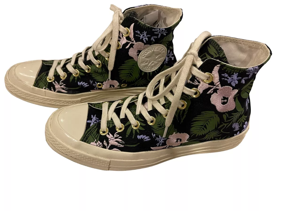 CONVERSE ALL STAR HIGH TOP BLACK CHERRY BLOSSOM SNEAKERS WOMENS 8