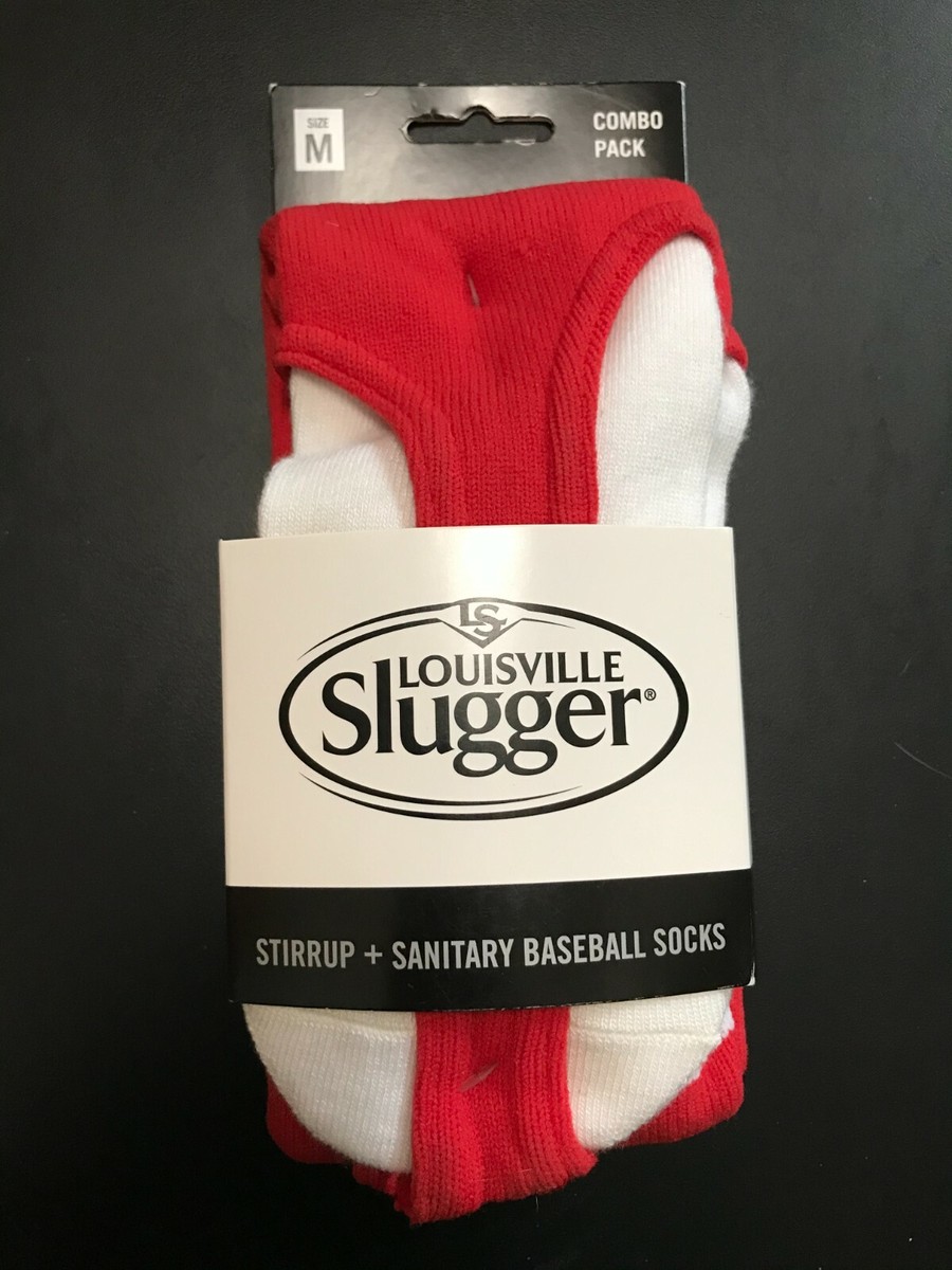 Pack Louisville Slugger : Étrier Blanc + Chaussettes Sanitaires Rouges Et Blanches Taille L Pour Grand Sport