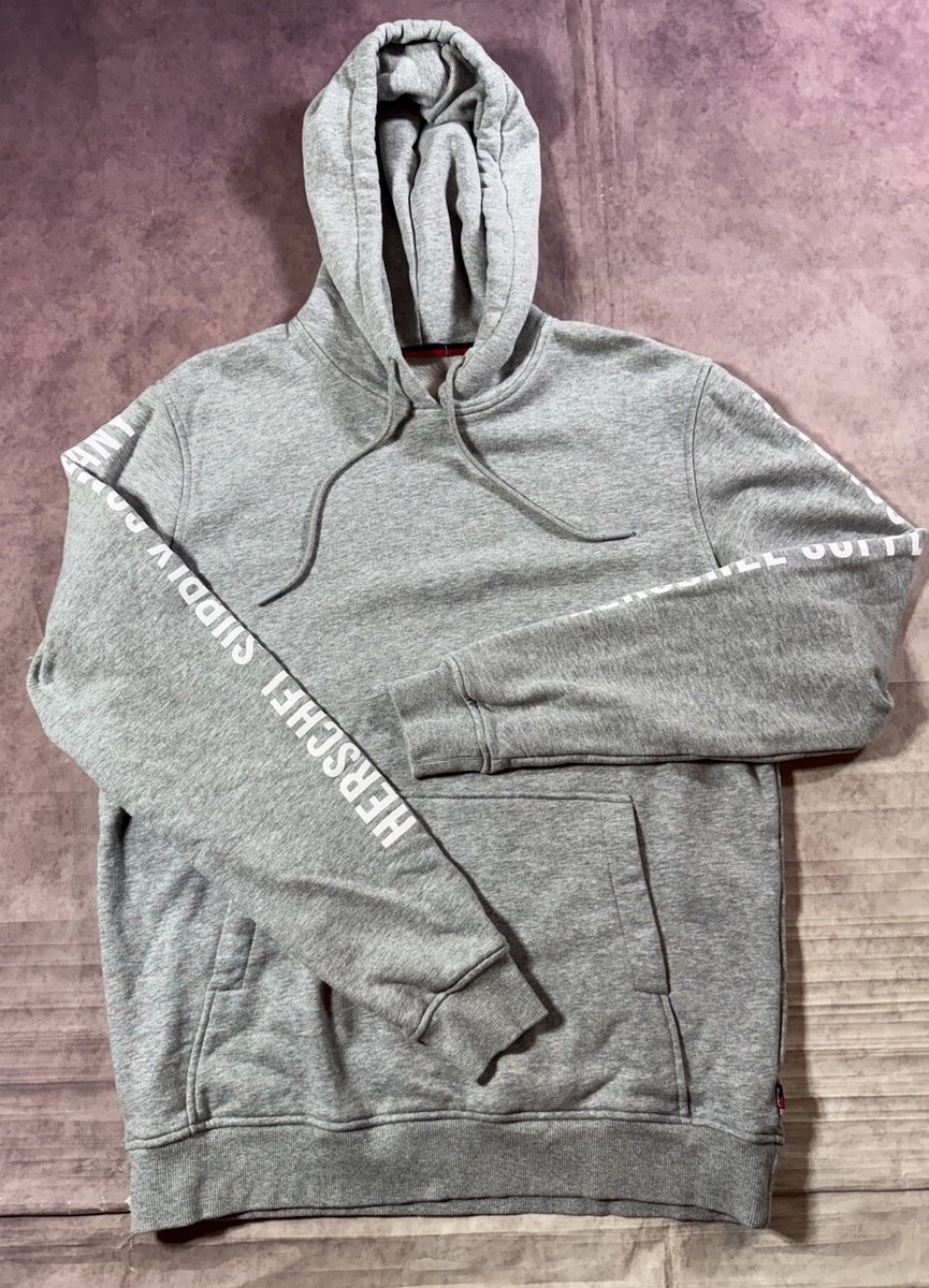 Men's Herschel Cotton Blend Hoodie Pullover Gray Sweatshirt Size