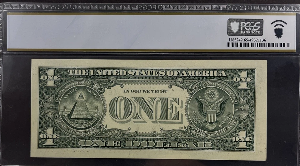 “FLOOD PATTERN INK SMEAR ERROR” 1995 $1 FRN, Fr. 1921-A, GEM UNC 65 PPQ - Image 2 of 4