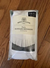 Bee & Willow 14” Drop Twin Ruffled Bedskirt Color-White -  NEW