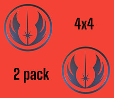 2-Pack Jedi Order Symbol Decal Set - Chrome Vinyl  Perfect for Cars, Laptops