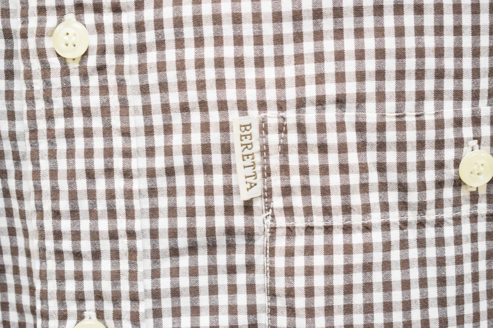 Camisa de vestir Beretta abotonada a cuadros manga larga bolsillo frontal para hombre talla grande Foto 4 de 4