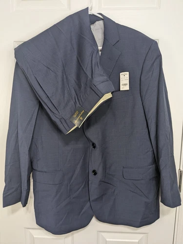 Brooks Brothers Explorer Regent Fit Suit Men's 44S Blue Waist 44x27 Pleated Wool