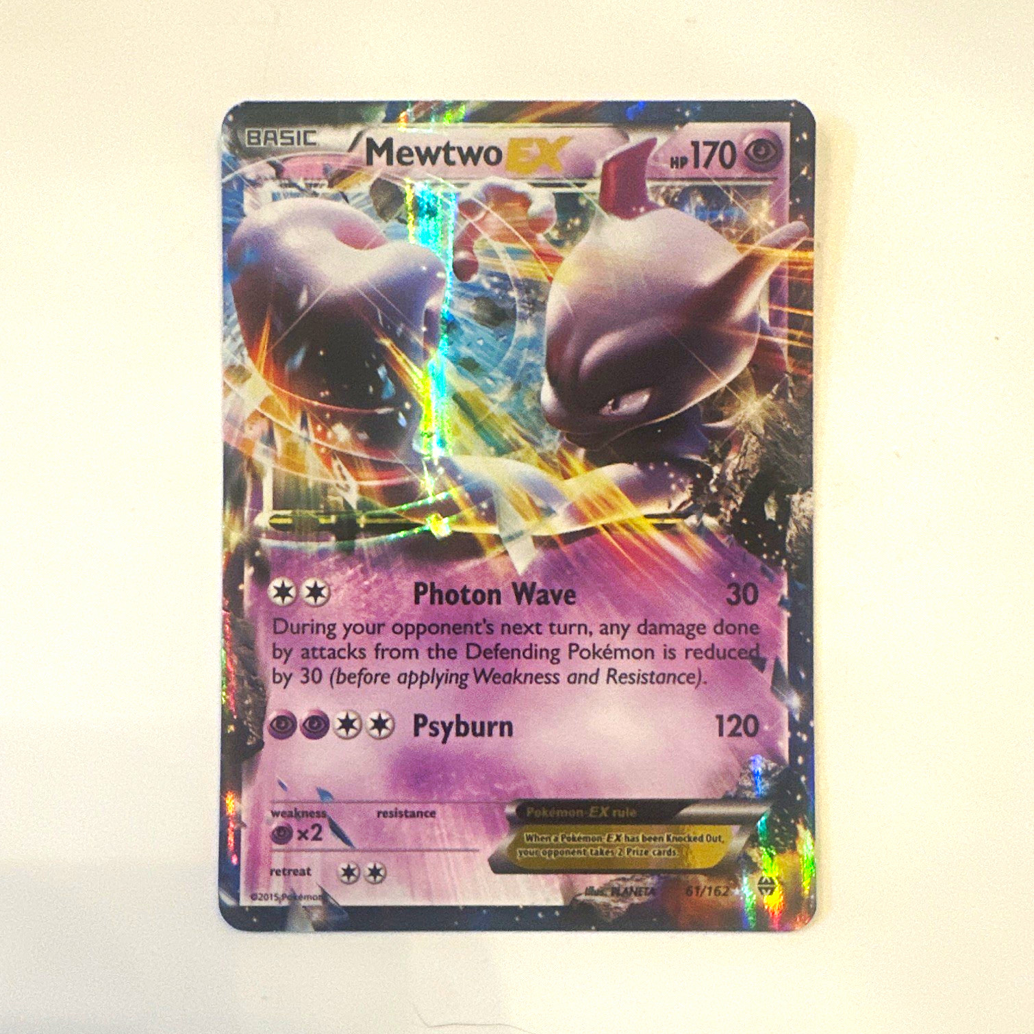 Pokemon Mewtwo EX Ultra Rare Holo Breakthrough Basic 170 HP 61/162