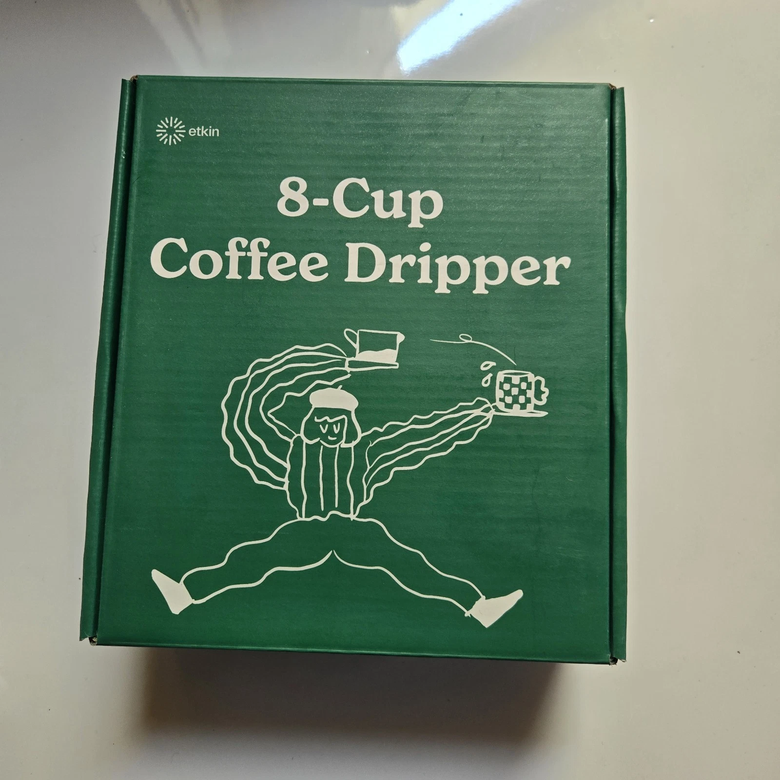 Etkin 8 Cup Coffee Dripper Flat Bottom Pourover Maker Porcelain Plastic Free New