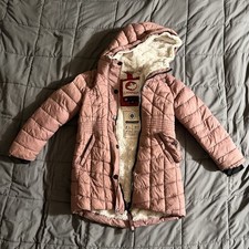 Canada Weather Gear Girls Sm 7-8 Winter Heavy Hooded Puff Coat Pink Plush Lined