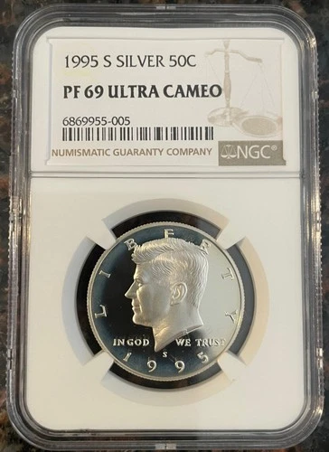 1995-S KENNEDY Half Dollar 90% Silver Proof, NGC PF69, ULTRA CAMEO, All White