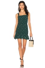 Faithfull The Brand Del Mar Mini Dress EUC Green Polka Dot Small