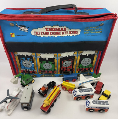 LOT THOMAS & FRIENDS WOODEN RAILWAY SYSTEM CARRYING BAG CASE LEARNING CURVE 1994