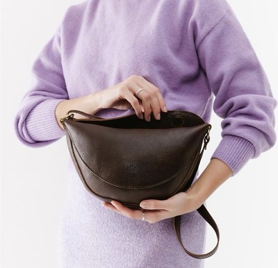 Portland Leather Goods Koala Sling Bag 100% Brown  Leather Adjustable Strap
