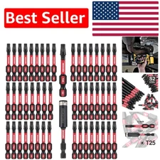 Durable 50-Piece T25 Magnetic Screw Bit Set with Impact Holder – S2 Alloy Steel