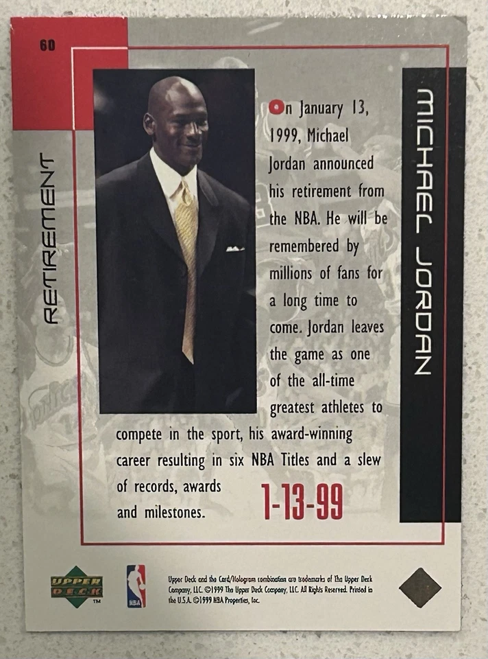 1999 Upper Deck Michael Jordan Career - Michael Jordan #60 - Image 2 of 2