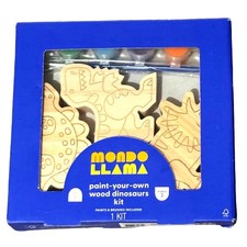 Mondo Llama Paint Your Own Wood Dinosaurs Kit 3 Shapes Paints Brushes Ages 3