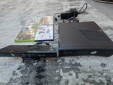 Xbox 360 S Slim Console Kinect Sensor Power Supply 4 Games Bundle Tested Working