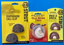 NEW LOT TURKEY MOUTH CALLS USA MADE NOS DIAPHRAGM HS STRUT CLIP QUAKER BOY BOSS