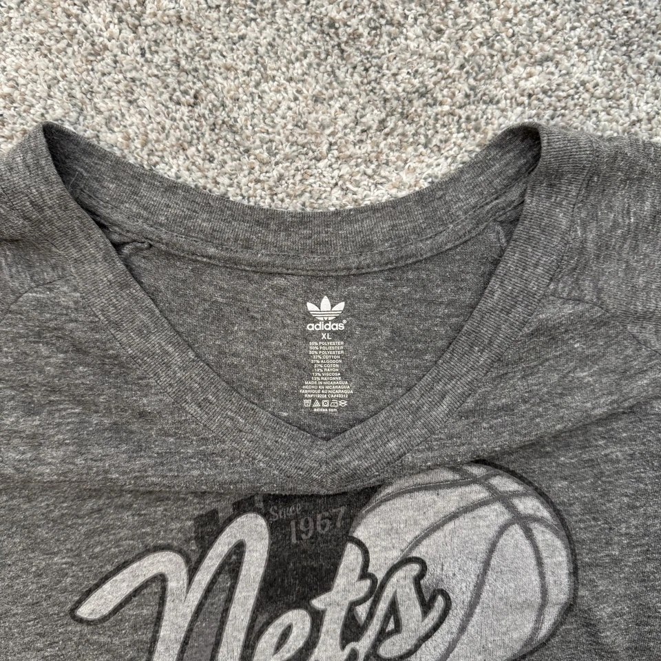Brooklyn Nets Shirt Womens XL Gray NBA Basketball Adidas Soft Vintage Look Tee - Image 4 of 4