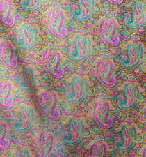 Vintage Silk Sari Saree Purple Teal Gold With Red Border Dress Fabric 212" x 45"