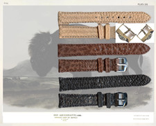 CINTURINO BISONTE ORIGINALE PER MIELE CIOCCOLATO NERO HEUER 17mm - 22mm CUIR DU CERVIN™