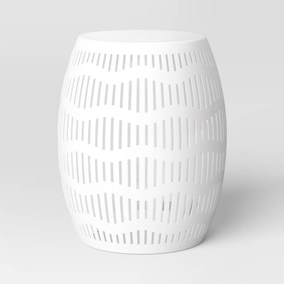 #ad Metal Cutout Round Patio Accent Table White Room Essentials: $21.99