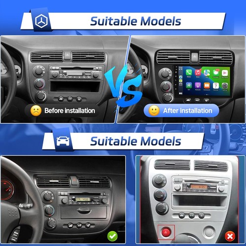 Apple Carplay For Honda Civic 2001-2005 Car Stereo Radio Android GPS Navi BT 64G - Picture 4 of 14