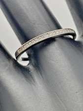 SIGNED 925 STERLING SILVER CZ HALF ETERNITY 1.9MM BAND RING SIZE 8.75 795