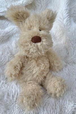 Jellycat Angora Puppy Dog Medium Curly Fur Cream Tan Rare Retired  Jellycat Dog UK