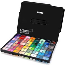 HIMI Gouache Paint Set 112 Colors x 12g Twin Jelly Cup Design in a Carrying Case