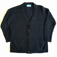 Vintage LeRoy Knitwear Women  s Large Cable Knit Long Sleeve Cardigan Sweater