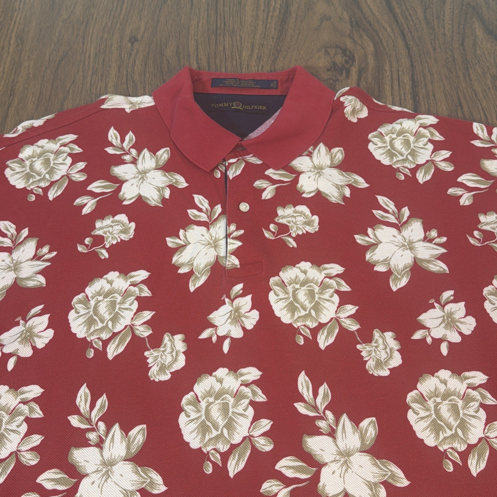 Vintage Tommy Hilfiger Floral Short Sleeve Polo Shirt Mens XL All Over Print