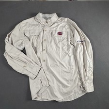 Penn Fishing Shirt Mens Medium Beige Long Sleeve Vented Performance Button UpA46