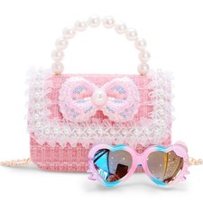 Little Girl's Princess Purse with Pearl Bow  Sunglasses - Crossbody Bag for ...