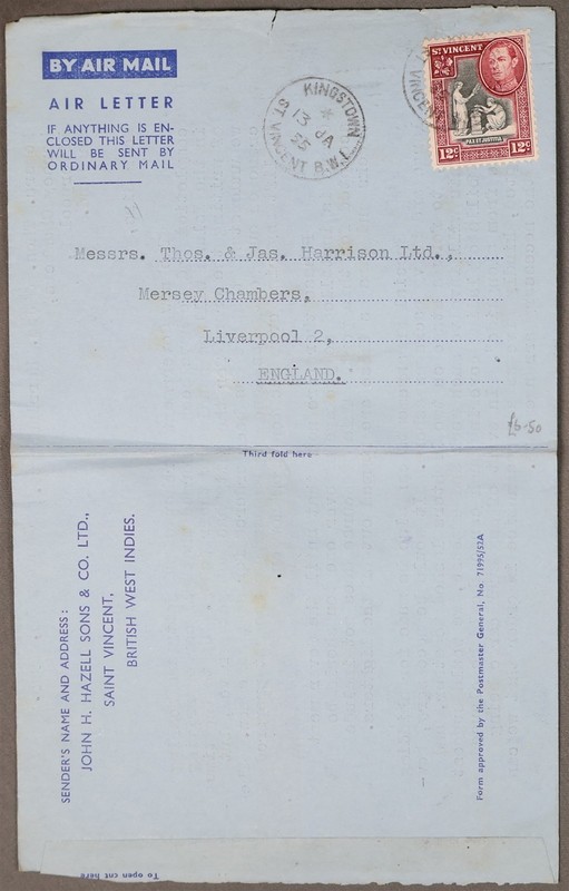 MayfairStamps St. Vincent 1955 Kingstown to Liverpool England Aerogramme aaz_642
