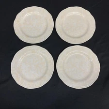 Set of 4 International China Damask Ivory Salad Plates 8 Inch