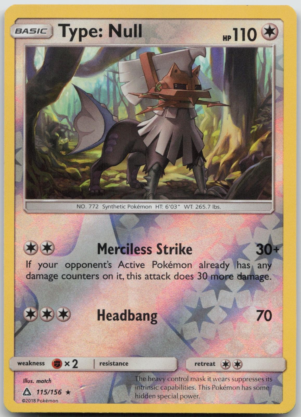 Type: Null 115/156 R Ultra Prism Pokemon Reverse Holo NM C17-88