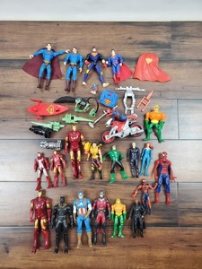 DC Marvel Super Hero Action Figure Mixed Lot Superman Aquaman Iron Man Spiderman