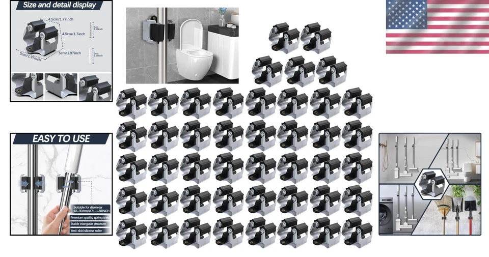 Organizador de escoba fácil de usar - Solución de almacenamiento montada en la pared Foto 2 de 4