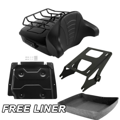 Chopped Trunk Pad Black Mount Rack Plate Fit For Harley Road Glide King 14-25 US