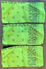 3 VTG Bandanas CRAFTED W/PRIDE IN AMERICA Cotton Paisley Green Handkerchief 90  s