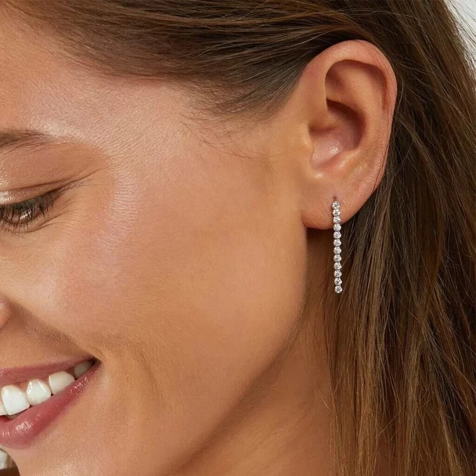 Orecchini Pendenti Tennis Zirconi Stroili Oro Bianco 9 carati 375% cod1 419010 - Immagine 4 di 4