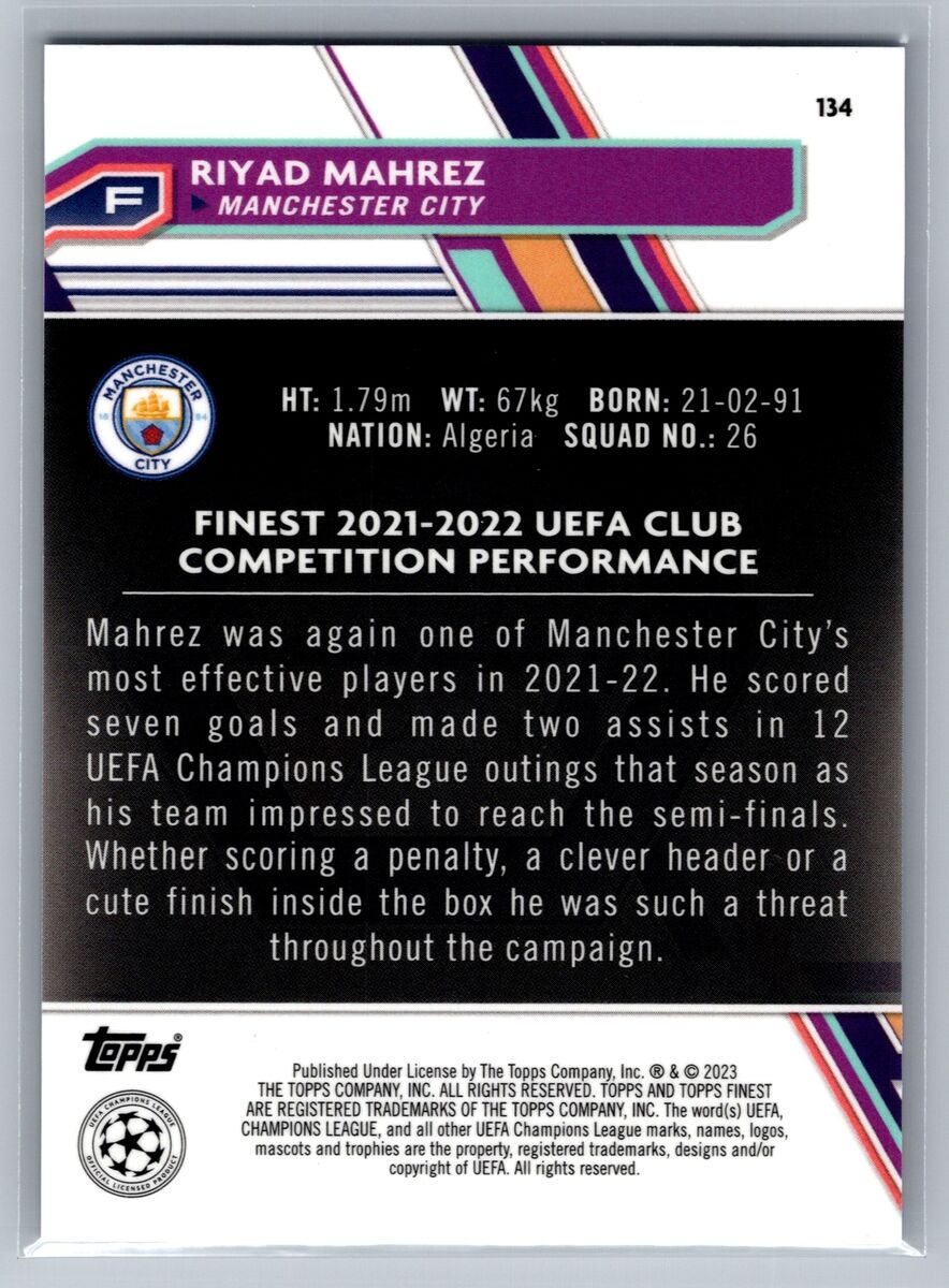 2022-23 Topps Finest UEFA Club Competitions - Riyad Mahrez 2022-23 Topps Finest UEFA Club Competitions - Riyad Mahrez