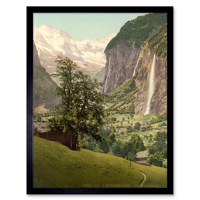 Foto Lauterbrunnental Staubbach Wasserfall Schweiz gerahmter Kunstdruck