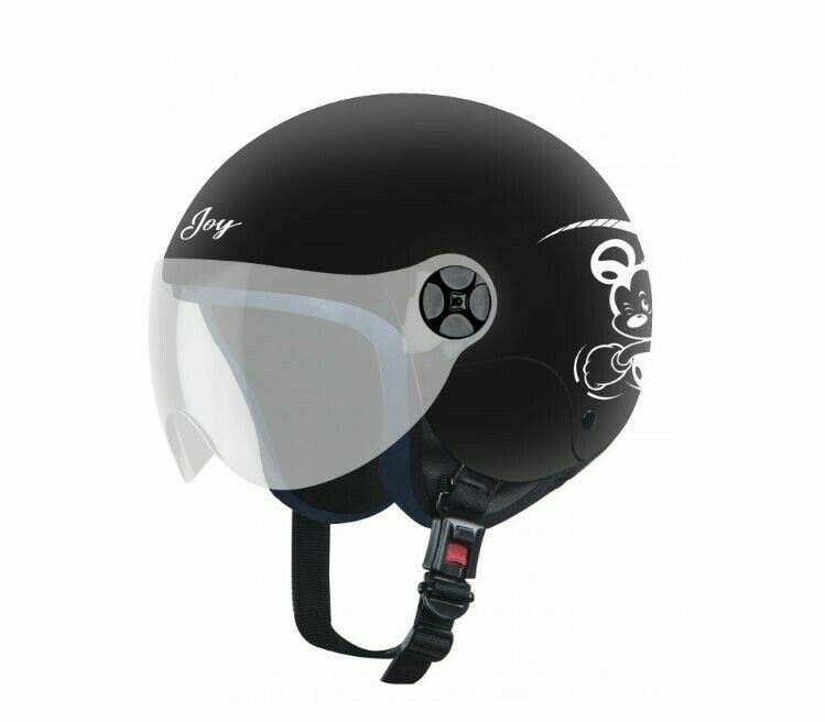 SBH-16 JOY Dashing Black & White With Open Face Clear Visor XS