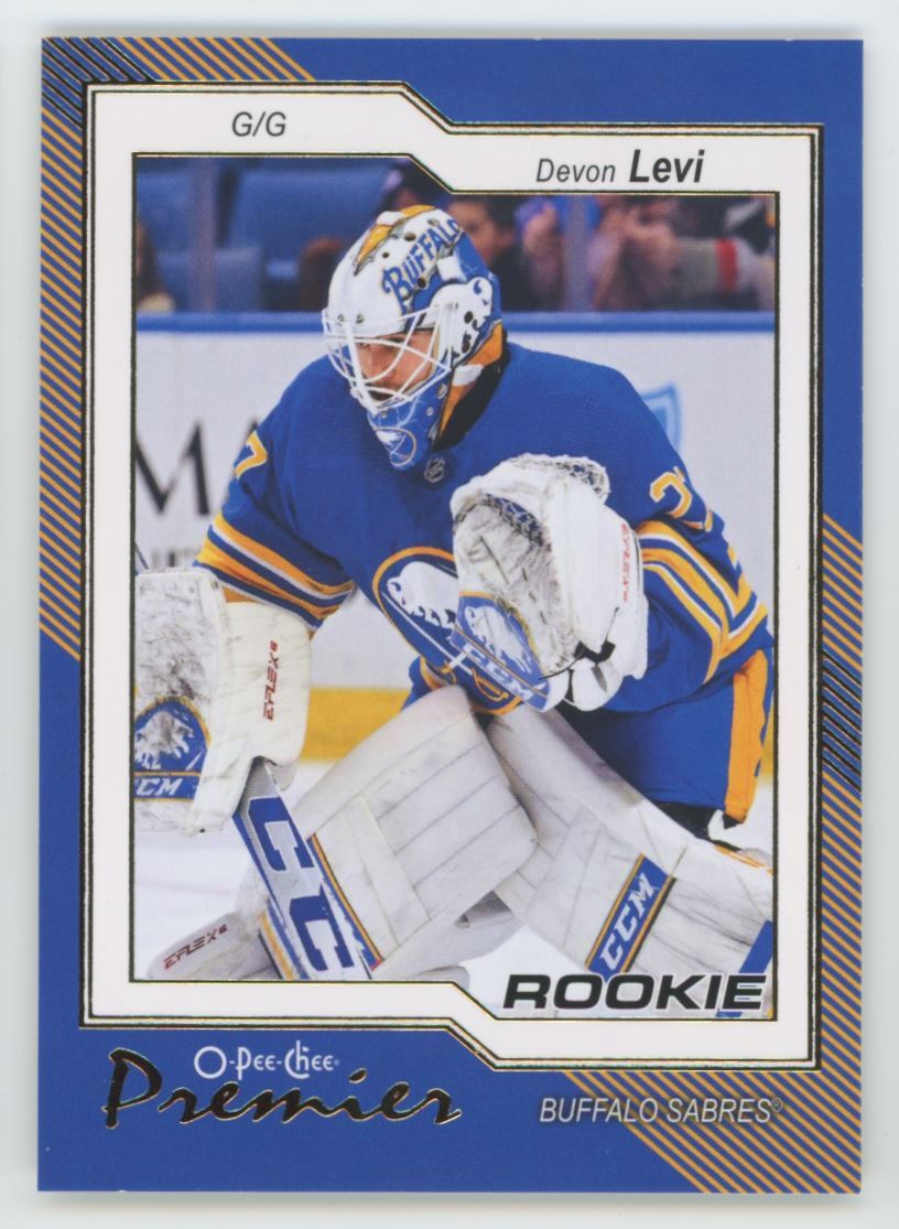 2023-24 O-Pee-Chee Premier Devon Levi Rookie Buffalo Sabres #P-84 .