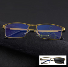 Bifocal Anti-Blue-ray gold reading glasses reader Transition photochromic grey